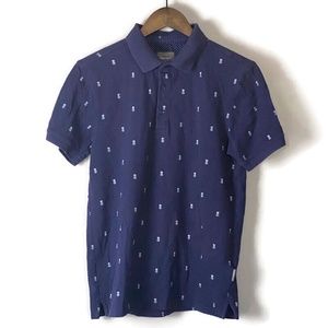 PETER WERTH LONDON Mens Blue Polo Short Sleeve Shirt Size S Pineapple Golf